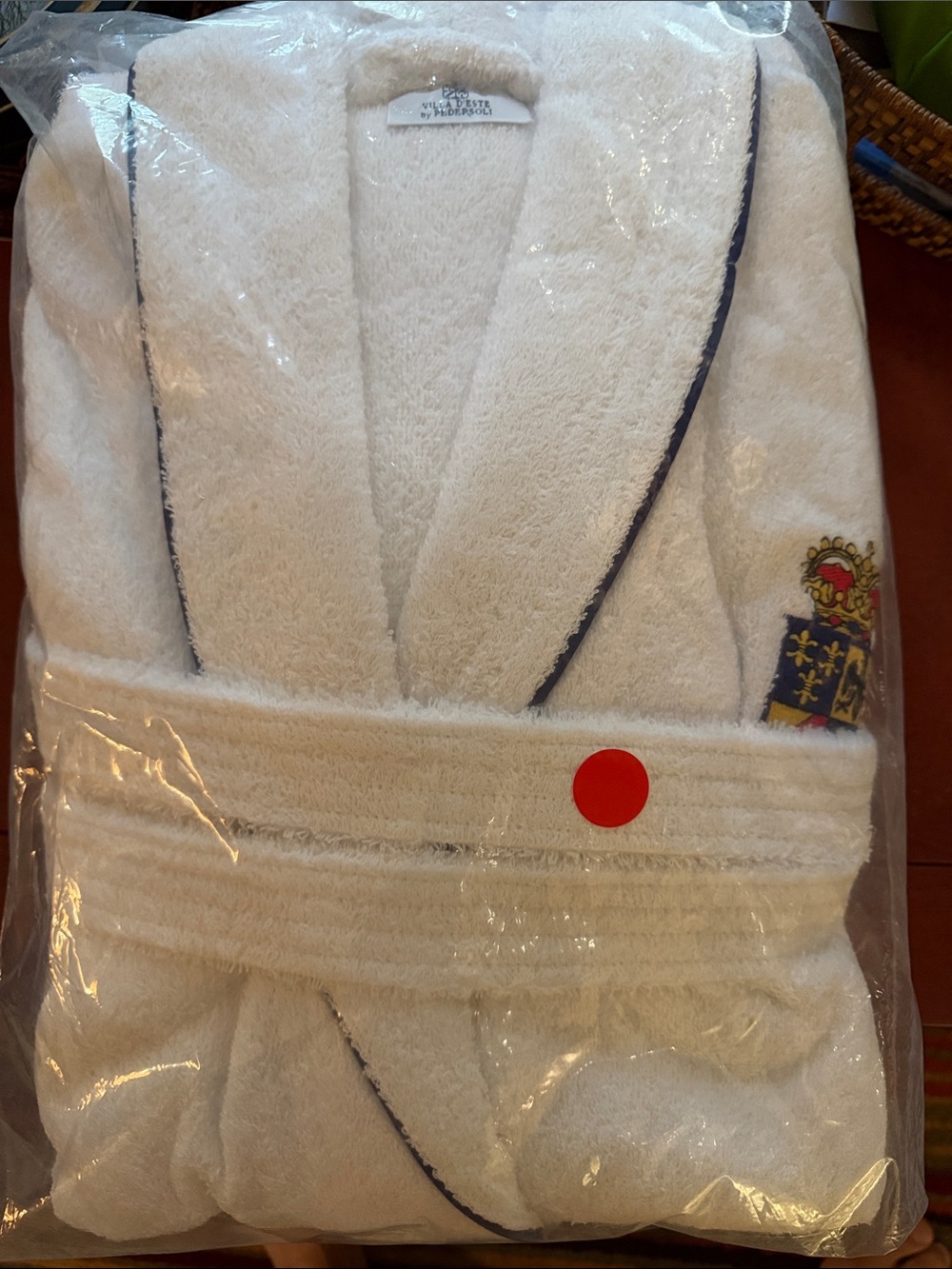 Men's Large White Embroidered Ville D’Este Italy 🇮🇹 Bath Robe - Picture 6 of 6